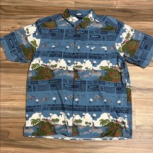LA Police Gear Men’s Large Tropical Tactical Tiki Short Sleeve Snap Button Shirt